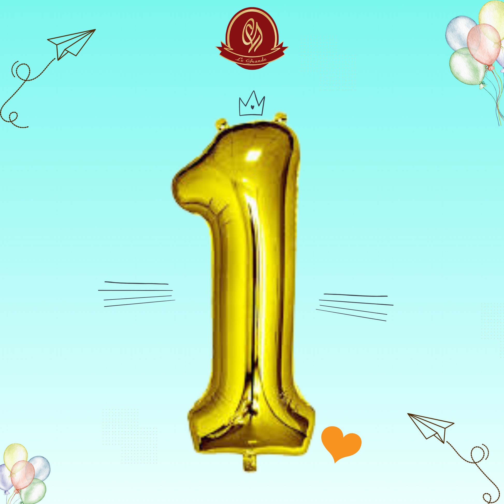 Gold Number 1 Helium Balloon – Party Decoration Abu Dhabi in Abu Dhabi | Balloons Delivery UAE – Legrandeuae