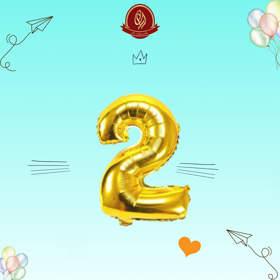 Gold Number 2 Helium Balloon – Party Decoration Abu Dhabi in Abu Dhabi | balloons Delivery UAE – Legrandeuae