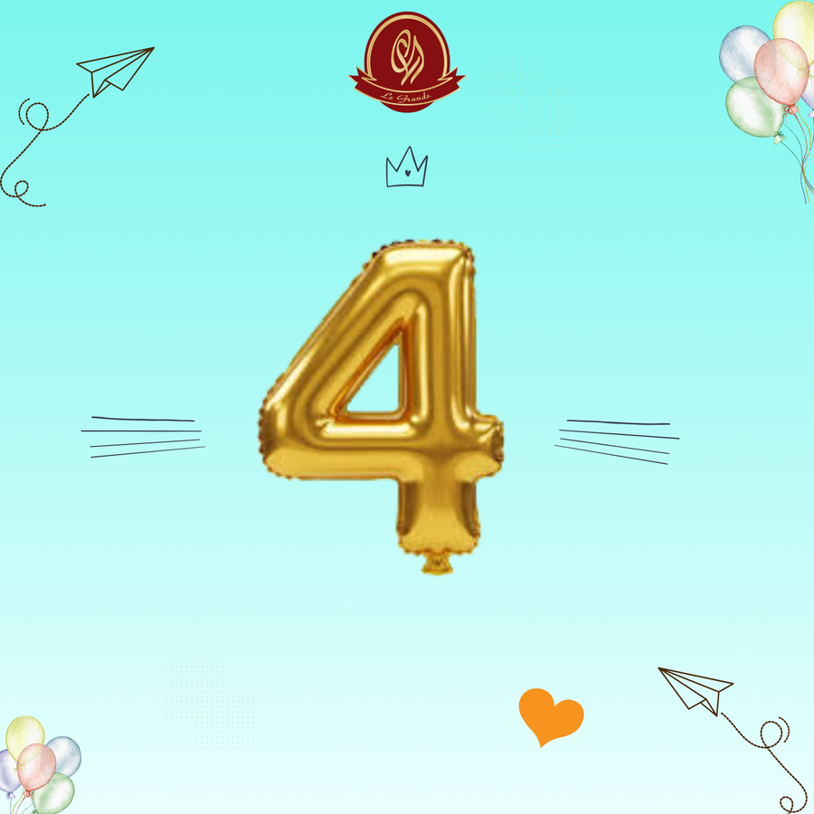 Gold Number 4 Helium Balloon – Party Decoration Abu Dhabi in Abu Dhabi | balloons Delivery UAE – Legrandeuae