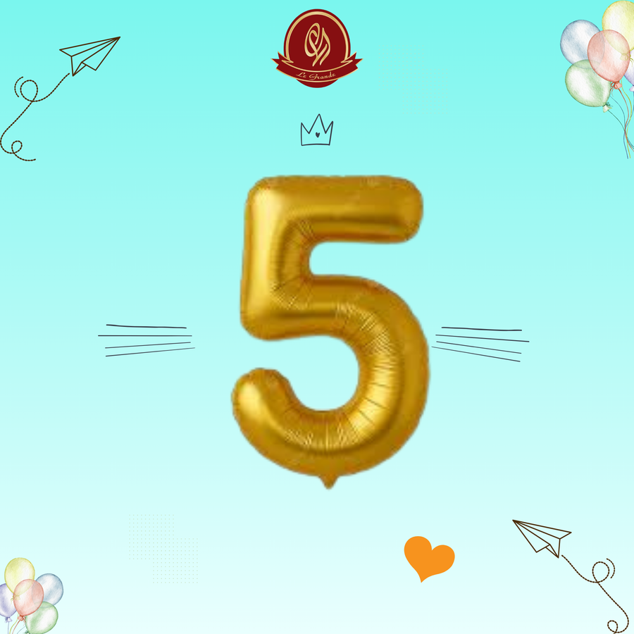 Gold Number 5 Helium Balloon – Party Decoration Abu Dhabi in Abu Dhabi | balloons Delivery UAE – Legrandeuae