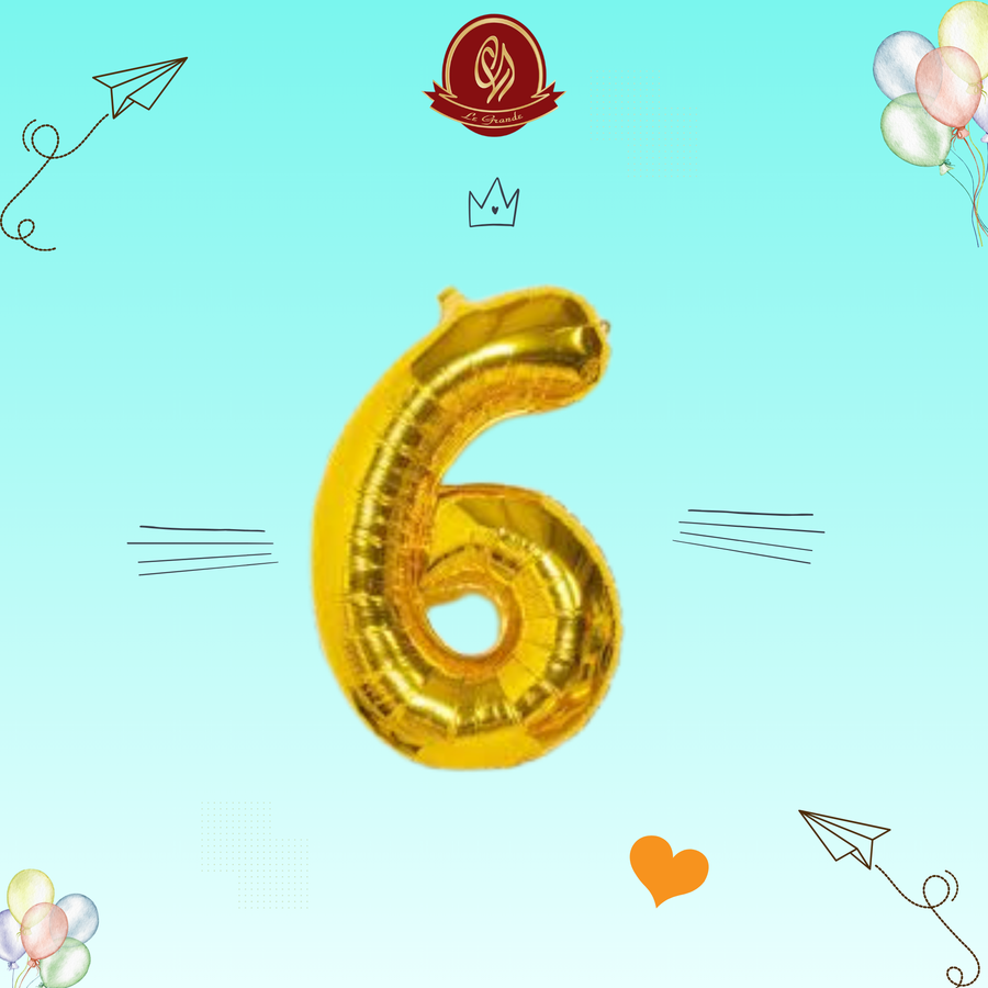 Gold Number 6 Helium Balloon – Party Decoration Abu Dhabi in Abu Dhabi | balloons Delivery UAE – Legrandeuae