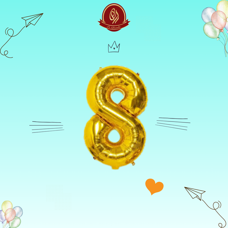 Gold Number 8 Helium Balloon – Party Decoration Abu Dhabi in Abu Dhabi | balloons Delivery UAE – Legrandeuae
