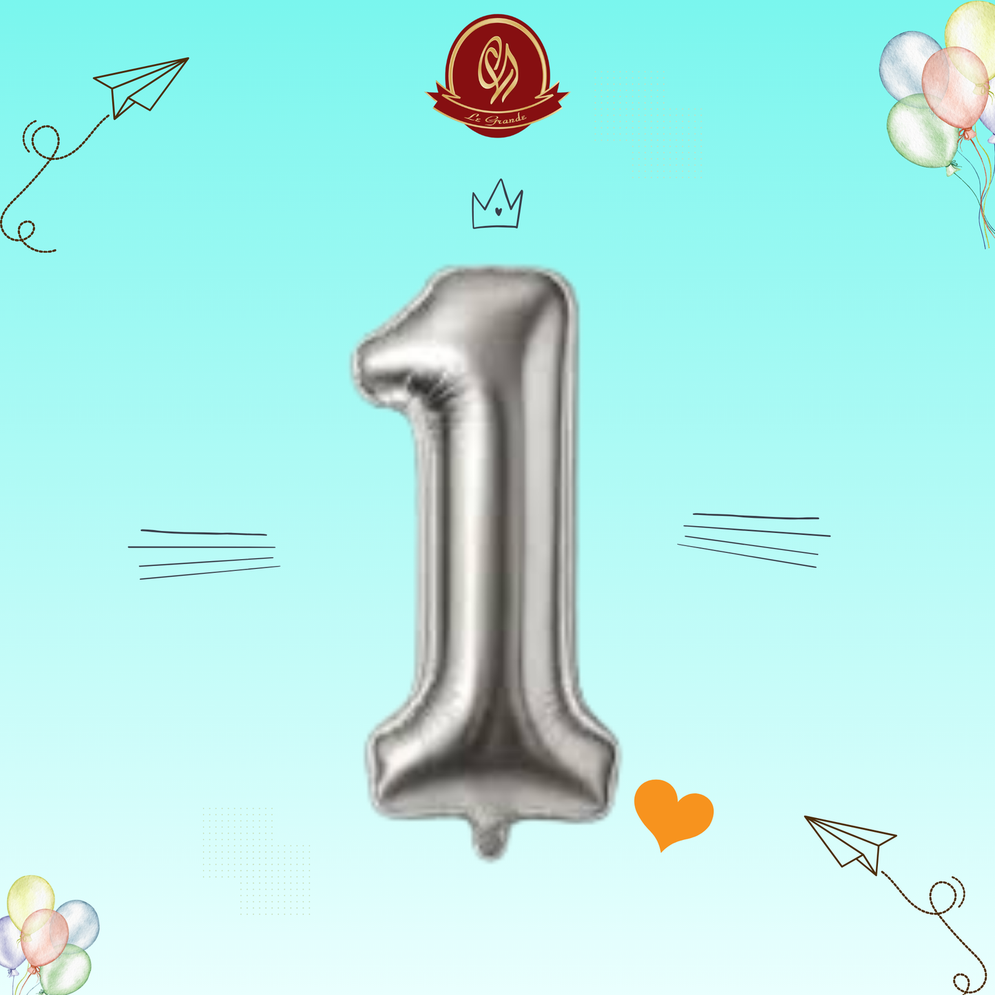Silver Number 1 Helium Balloon – Party Decoration Abu Dhabi in Abu Dhabi | balloons Delivery UAE – Legrandeuae