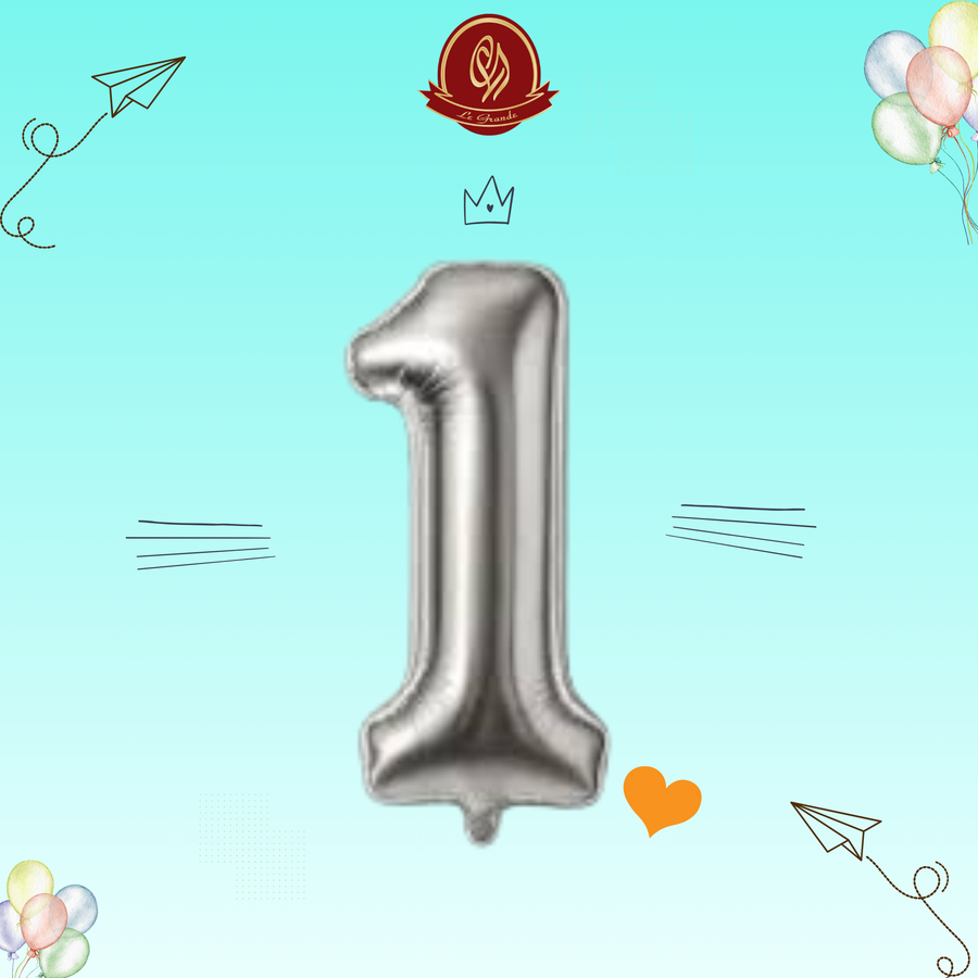 Silver Number 1 Helium Balloon – Party Decoration Abu Dhabi in Abu Dhabi | balloons Delivery UAE – Legrandeuae