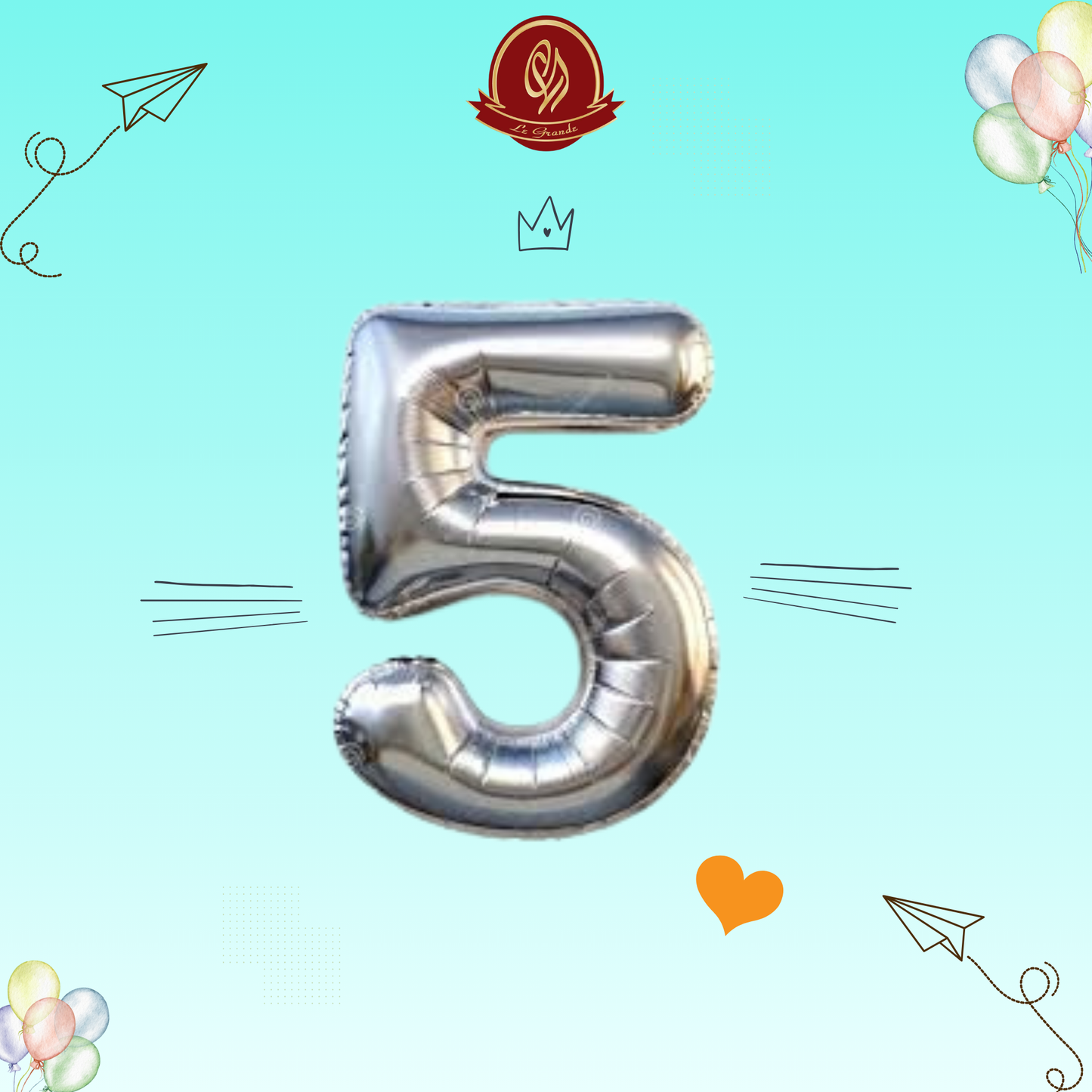 Silver Number 5 Helium Balloon – Party Decoration Abu Dhabi in Abu Dhabi | balloons Delivery UAE – Legrandeuae