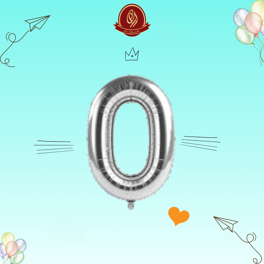 Silver Number 0 Helium Balloon – Party Decoration Abu Dhabi in Abu Dhabi | balloons Delivery UAE – Legrandeuae