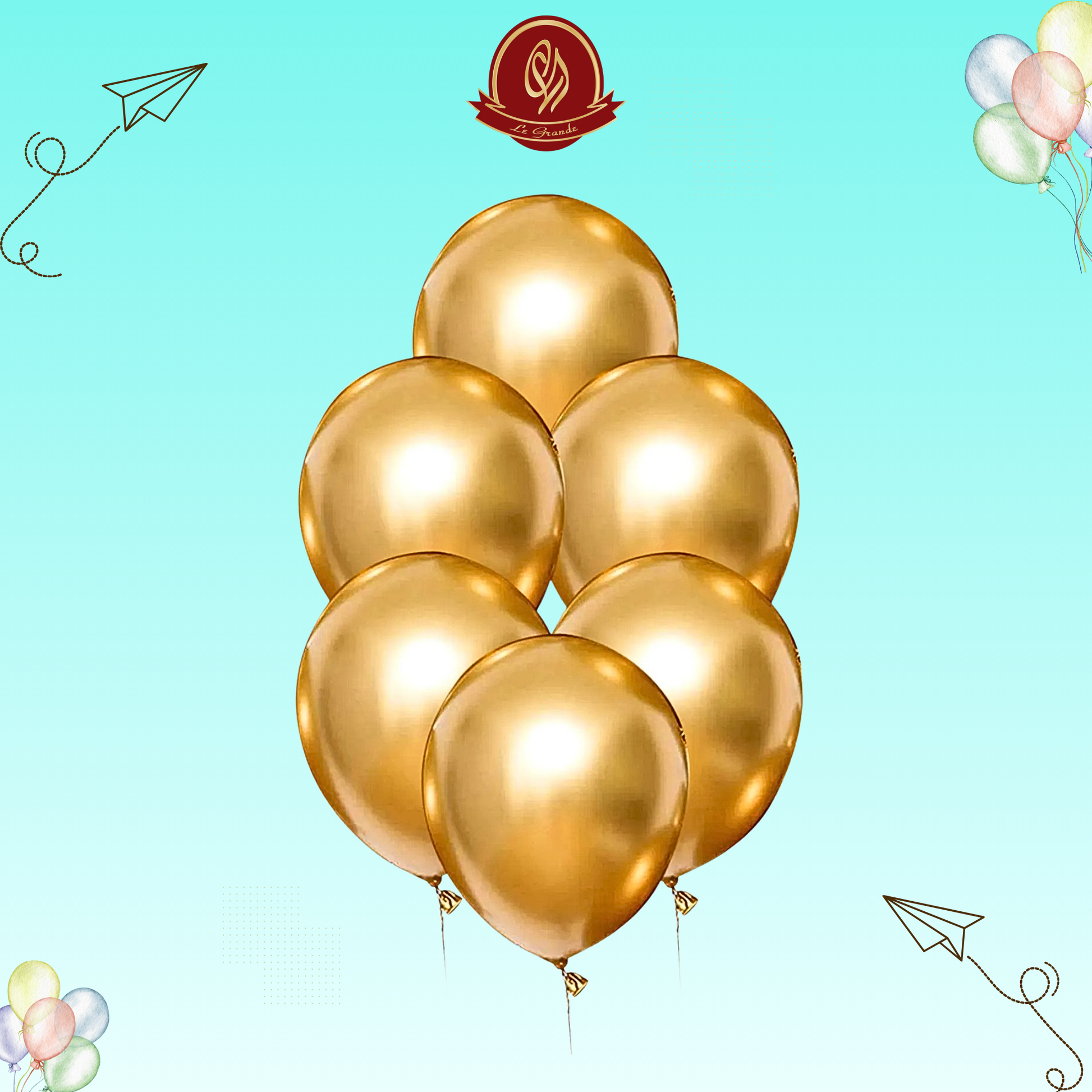 Gold Color Helium Balloons 5 Pcs – Party Balloon Abu Dhabi in Abu Dhabi | balloons Delivery UAE – Legrandeuae