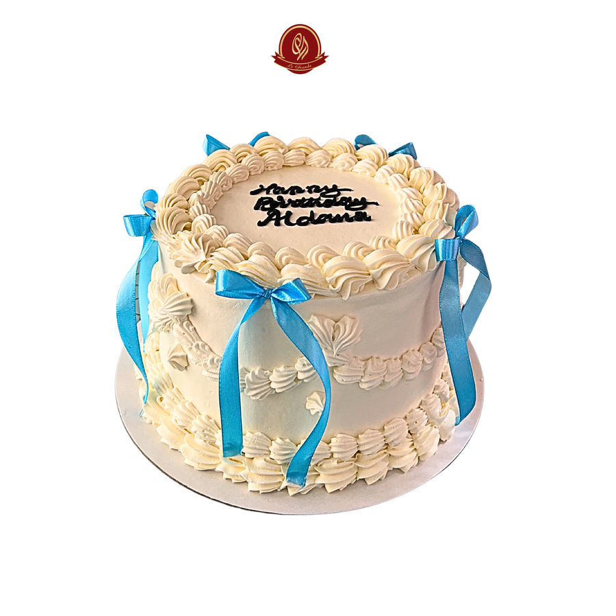 White Cake With Bow Abu Dhabi