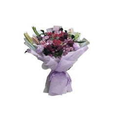 Purple Mixed Flower Bouquet with Fresh Lilies & Roses - Abu Dhabi in Abu Dhabi | Birthday Flowers / Bouquet (All Genders) Delivery UAE – Legrandeuae