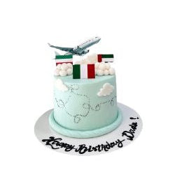 Travel Themed Airplane Cake with Italy Flag & Birthday Design - Abu Dhabi in Abu Dhabi | Welcome back cakes Delivery UAE – Legrandeuae