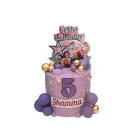 `Beautiful Purple 5th Birthday Cake with “Shamama” Name, Balloons & Birthday Topper - Abu Dhabi in Abu Dhabi | Birthday cakes - Children Delivery UAE – Legrandeuae