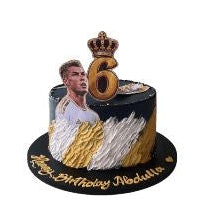 Cristiano Ronaldo Number 6 Birthday Cake with Gold Crown Luxury Football Theme Cake for Boys - Abu Dhabi in Abu Dhabi | Football Cakes Delivery UAE – Legrandeuae