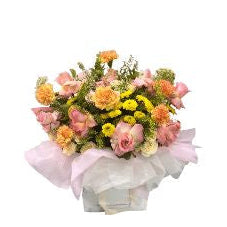 Premium Pink Rose and Yellow Chrysanthemum Flower Arrangement in Elegant Gift Box - Abu Dhabi in Abu Dhabi | Birthday Flowers / Bouquet (All Genders) Delivery UAE – Legrandeuae