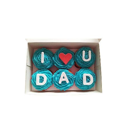 “I Love You Dad” Teal Rosette Father’s Day Cupcakes – Elegant Floral Cupcake Set | Abu Dhabi & UAE Delivery in Abu Dhabi | Fathers day Delivery UAE – Legrandeuae