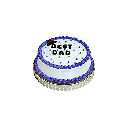 Best Dad White Father’s Day Cake with Hat Art & Purple Piping – Elegant Dad Cake | Abu Dhabi & UAE Delivery in Abu Dhabi | Fathers day Delivery UAE – Legrandeuae