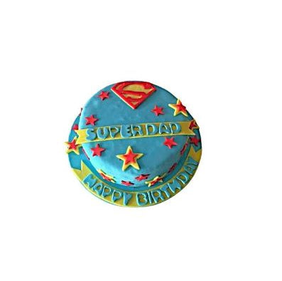 Blue Super Dad Father’s Day Cake with Fondant Stars & Superman Logo – Hero Theme Cake | Abu Dhabi & UAE Delivery in Abu Dhabi | Fathers day Delivery UAE – Legrandeuae