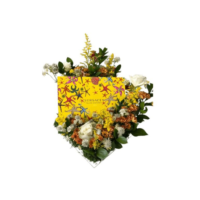 Father’s Day Sunny Yellow Bloom Heart Tray Arrangement | Abu Dhabi & UAE Delivery in Abu Dhabi | Father's Day Flowers \ Bouquet Delivery UAE – Legrandeuae