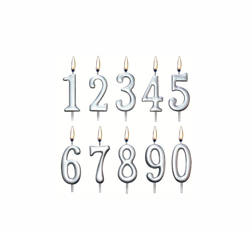 Silver Number Cake Candles – Birthday Number Candles Abu Dhabi in Abu Dhabi | Candles Delivery UAE – Legrandeuae