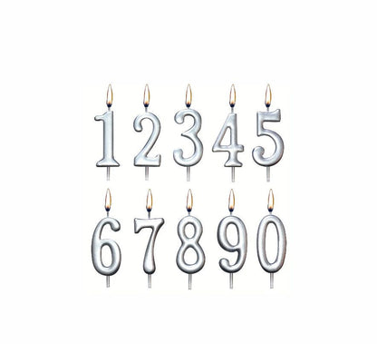 Silver Number Cake Candles – Birthday Number Candles Abu Dhabi in Abu Dhabi | Candles Delivery UAE – Legrandeuae