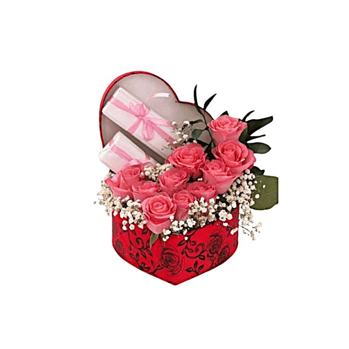 Birthday Red Roses Heart-Shaped Floral Gift Arrangement - Abu Dhabi in Abu Dhabi | Birthday Flowers / Bouquet (All Genders) Delivery UAE – Legrandeuae