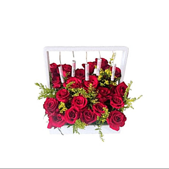 Anniversary Red Roses & Money Flower Arrangement – Luxury Romantic Gift | Abu Dhabi & UAE Delivery in Abu Dhabi | Anniversary Bouquet Delivery UAE – Legrandeuae