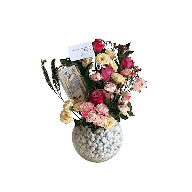 Mothers Day Flower Arrangement in Pebble Vase - Abu Dhabi in Abu Dhabi | Mothers Day Bouquet Delivery UAE – Legrandeuae