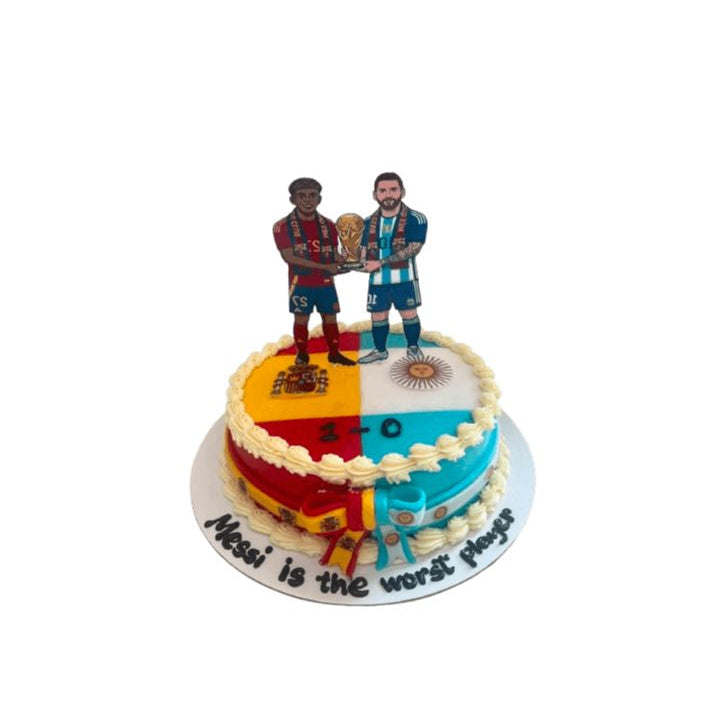 The Ultimate Messi vs Ronaldo Split Birthday Cake Design - Abu Dhabi in Abu Dhabi | Football Cakes Delivery UAE – Legrandeuae