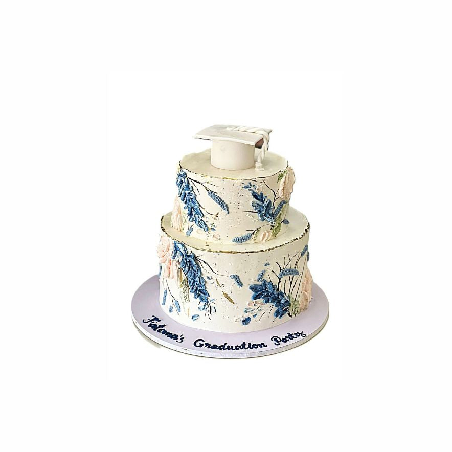 Floral Painting Layer Graduation Cake – Abu Dhabi in Abu Dhabi | Graduation Cakes Delivery UAE – Legrandeuae