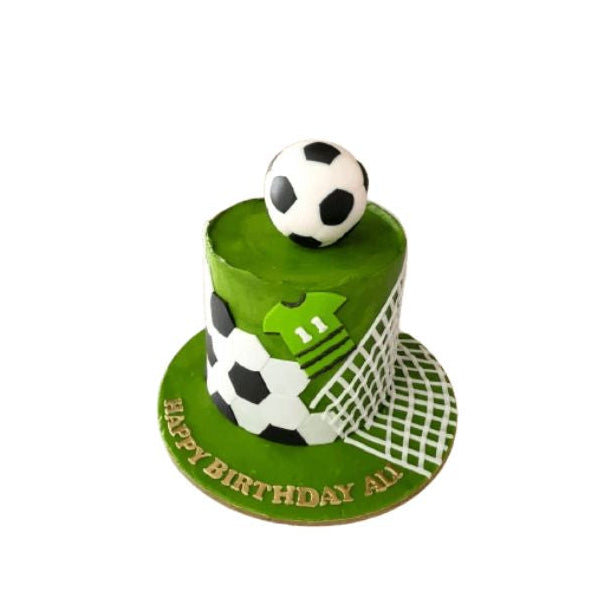 Birthday Cake Adorned With a Netting Design And Soccer Ball Patterns - Abu Dhabi in Abu Dhabi | Football Cakes Delivery UAE – Legrandeuae