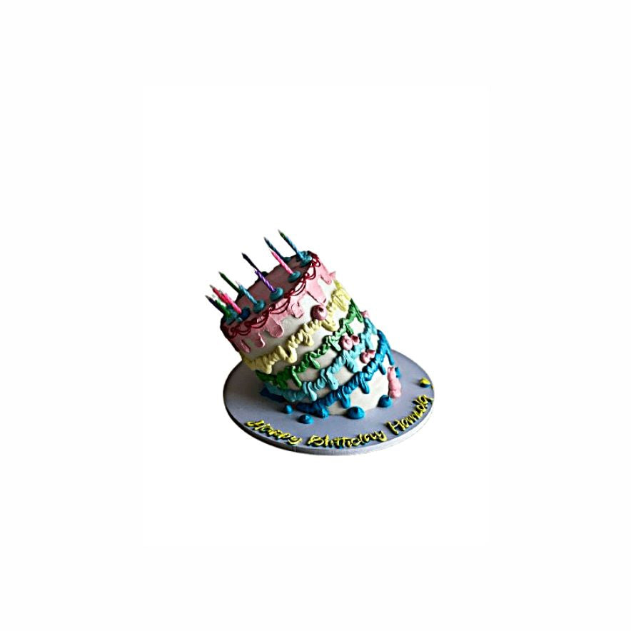 Candlelit Prism Birthday Cake