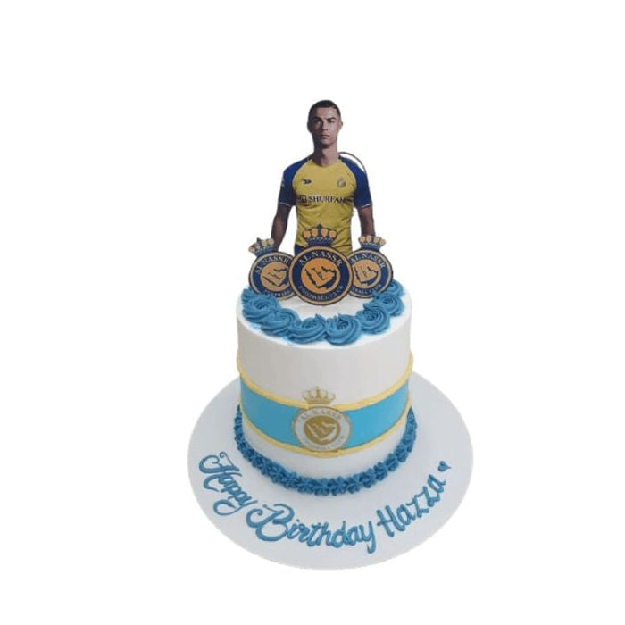 custom-themed Lionel Messi Cake Featuring a Figure of The Player In An Argentina Football Kit -Abu Dhabi in Abu Dhabi | Football Cakes Delivery UAE – Legrandeuae