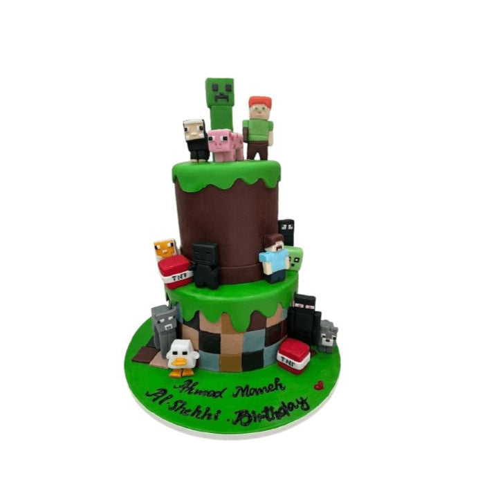 Minecraft World cake, Often Crafted With Fondant And Featuring Popular Game - Abu Dhabi in Abu Dhabi | Roblox Theme Cakes Delivery UAE – Legrandeuae