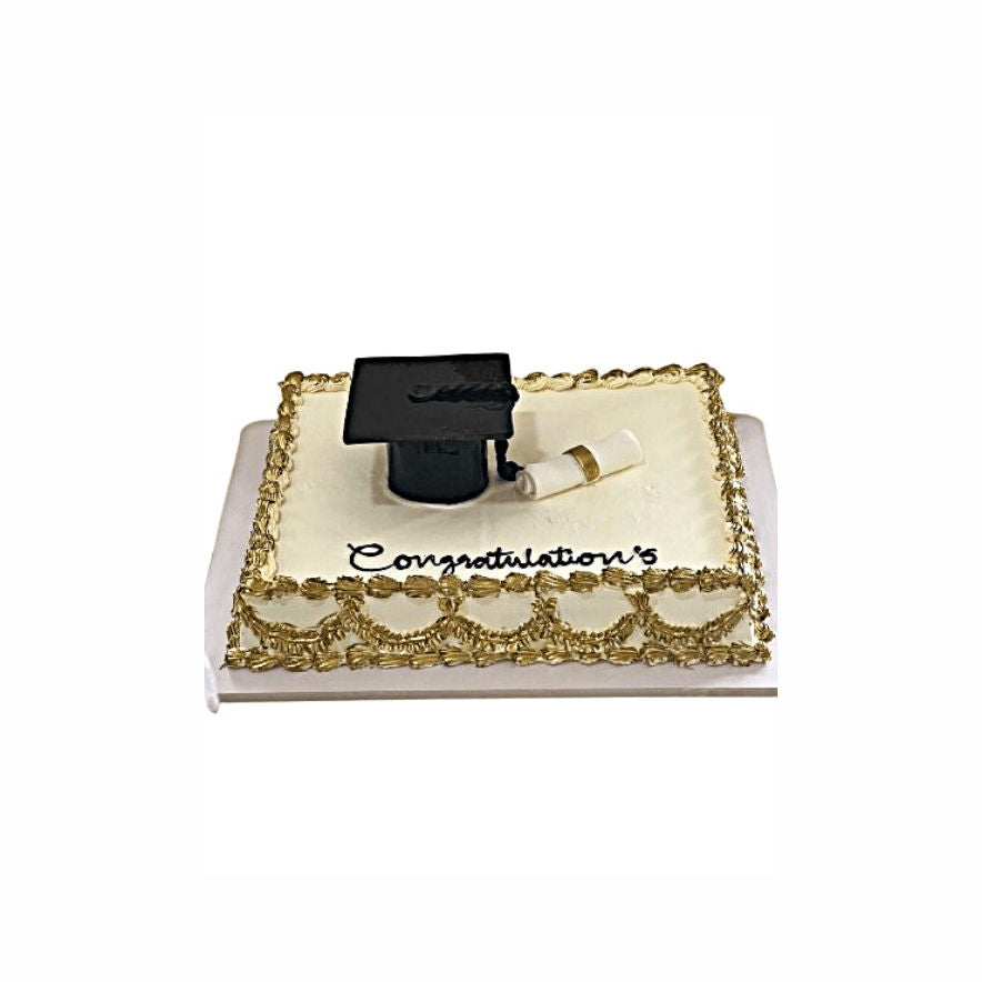 Golden Arabic Art Graduation Cake – Square Shape Abu Dhabi in Abu Dhabi | Graduation Cakes Delivery UAE – Legrandeuae