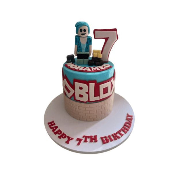 Roblox Birthday Cake With Edible 3D Roblox avatar figurine with blue hair and shirt - Abu Dhabi (Copy) (Copy) in Abu Dhabi | Roblox Theme Cakes Delivery UAE – Legrandeuae