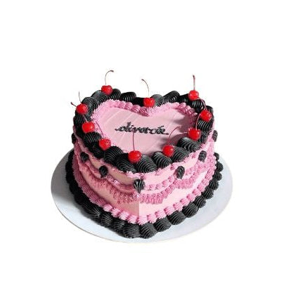 Retro Cherry Heart Divorce Party Cake - Abu Dhabi