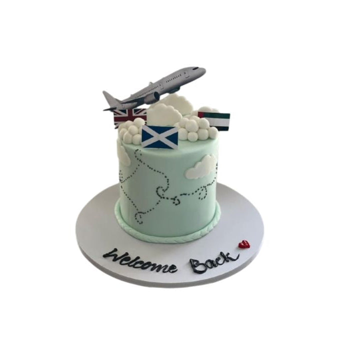 Custom UAE Flight Route & Airplane Vintage Cake – Abu Dhabi