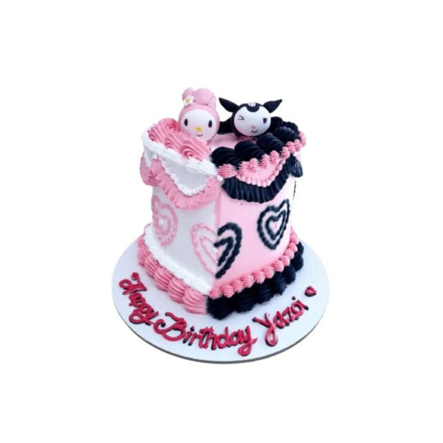 Kuromi and My Melody Split Cake is Perfect For Sanrio Fans Who Love the Contrast Between Sweet and Edgy Aesthetics - Abu Dhabi
