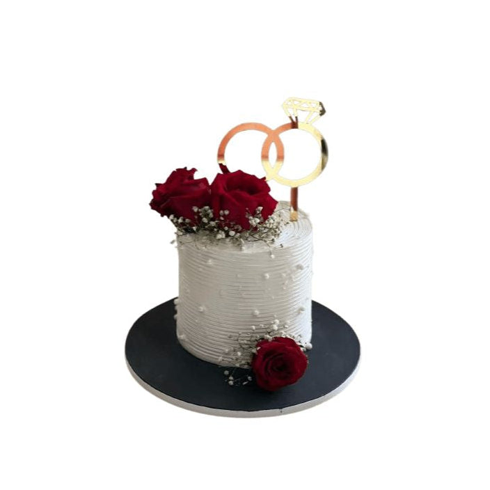 Textured White Buttercream Cake with Red Roses - Abu Dhabi in Abu Dhabi | Bride to be / Groom Cakes Delivery UAE – Legrandeuae