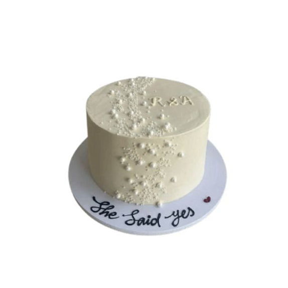 Modern White Bridal Shower Cake with Pearl Accent - Abu Dhabi in Abu Dhabi | Bride to be / Groom Cakes Delivery UAE – Legrandeuae