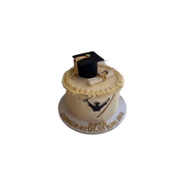 Elegant Black & Gold Graduation Cake with Graduation Silhouette & Cap – Abu Dhabi in Abu Dhabi | Graduations Cakes Delivery UAE – Legrandeuae