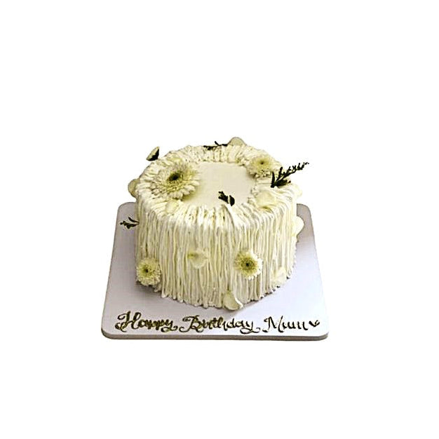 Rustic White Textured Birthday Cake with Fresh Daisy & Floral Accents - Abu Dhabi in Abu Dhabi | Birthday Cakes – Adults Delivery UAE – Legrandeuae