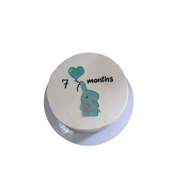 Cute Blue Elephant Baby Milestone Cake with Heart Balloon - Abu Dhabi in Abu Dhabi | Birthday Cakes – Adults Delivery UAE – Legrandeuae