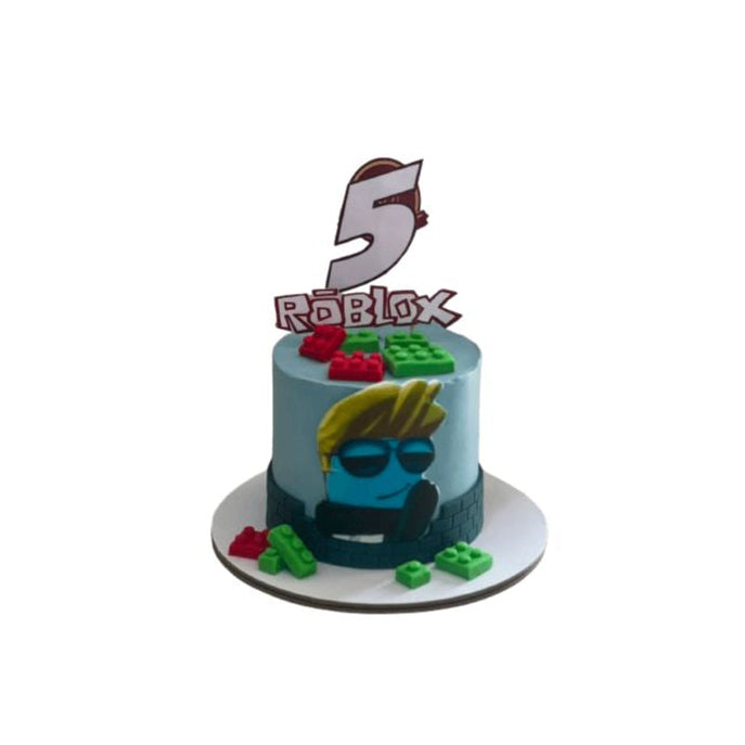 Roblox Birthday Cake With Edible 3D Roblox Avatar Figurine With Blue Hair and Shirt - Abu Dhabi (Copy) (Copy) (Copy) in Abu Dhabi | Roblox Theme Cakes Delivery UAE – Legrandeuae