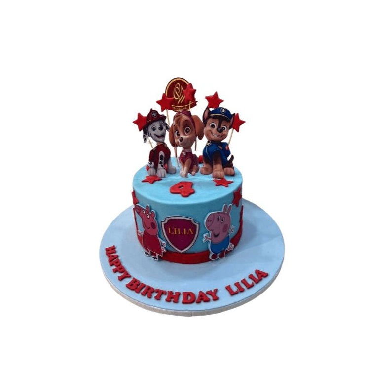 Custom Paw Patrol & Peppa Pig Crossover Birthday Cake Topping With 3D Character's - Abu Dhabi in Abu Dhabi | Paw Patrol cakes Delivery UAE – Legrandeuae