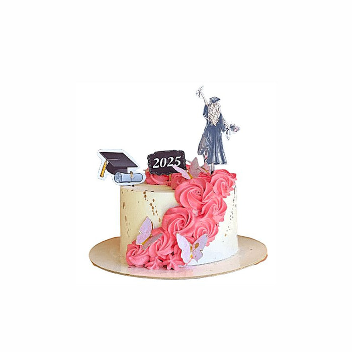 Knowledge Queen Graduation Cake Pink & White – Abu Dhabi in Abu Dhabi | Graduations Cakes Delivery UAE – Legrandeuae