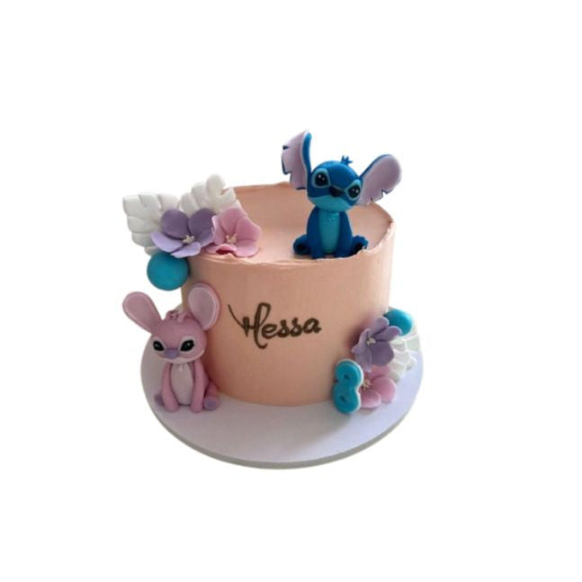 Handcrafted 3D Lilo & Stitch Birthday Cake with Floral Accents- Abu Dhabi in Abu Dhabi | Stitch cakes Delivery UAE – Legrandeuae
