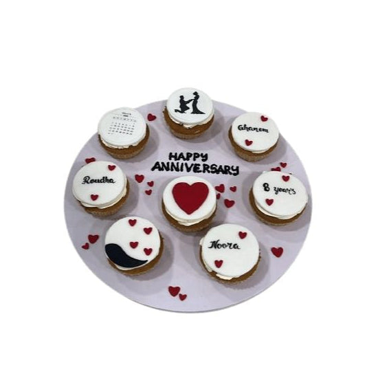 Custom Anniversary Cupcake 8 Pcs Set- Abu Dhabi in Abu Dhabi | Premium Abu Dhabi Cupcake Delivery UAE – Legrandeuae