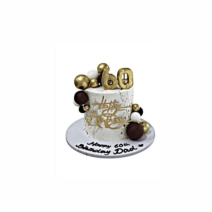 Golden Truffle Father’s Day Cake with Black, Gold & White Balls – Custom Age Celebration Cake | Abu Dhabi & UAE Delivery in Abu Dhabi | Fathers day Delivery UAE – Legrandeuae