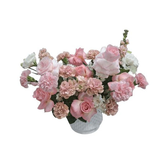 Soft Blush Pink Rose & Carnation Vase Arrangement | Abu Dhabi in Abu Dhabi | Flowers Delivery UAE – Legrandeuae