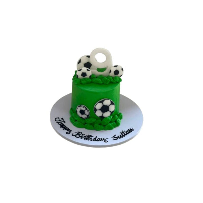 Green Football Birthday Cake with Soccer Ball Decorations - Abu Dhabi